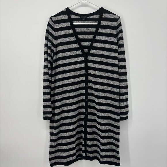 J. Jill Wearever Collection Womens Gray/Black Striped Duster Cardigan Size Small - Picture 1 of 10